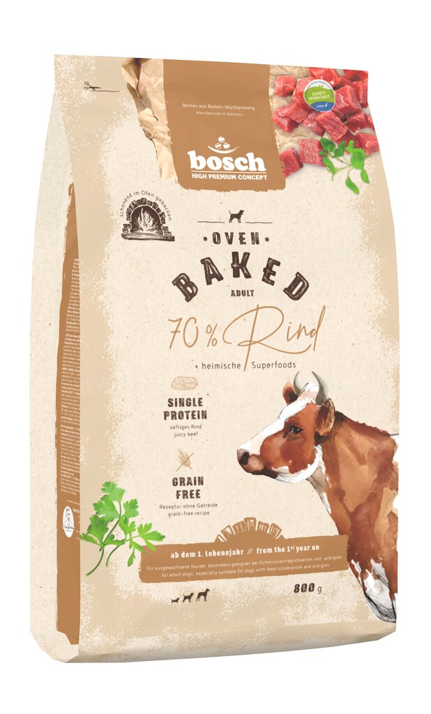 Bosch HPC+ barība ar liellopa gaļu pieaugušiem suņiem, 800 g cena un informācija | Sausā barība suņiem | 220.lv