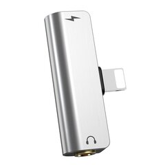 Аудио адаптер Hoco LS25 из Apple Lightning в Lightning + 3,5 мм, серебристый цена и информация | Кабели для телефонов | 220.lv