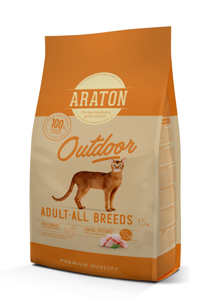 Araton Cat Adult Outdoor sausā barība pieaugušiem kaķiem, 1.5 kg цена и информация | Sausā barība kaķiem | 220.lv