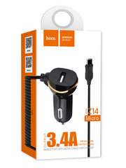 Automašīnas lādētājs Car charger Hoco Z14 USB + microUSB (3.4A) Melns cena un informācija | Lādētāji un adapteri | 220.lv