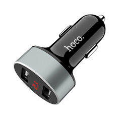 Автомобильная зарядка Hoco Z26 с 2 USB портами (2.1A) с LED экраном, черная цена и информация | Зарядные устройства для телефонов | 220.lv