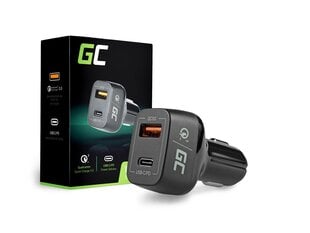 Green Cell In-Car Charger with USB-C Power Delivery + USB Quick Charge 3.0 цена и информация | Зарядные устройства для телефонов | 220.lv