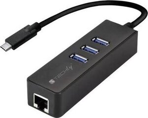 Сетевой адаптер с USB-концентратор Techly IDATA-USB-ETGIGA-3C2 USB-C на Gigabit RJ45 3x USB3.2 Gen1 до 5 Гбит/с цена и информация | Адаптеры и USB разветвители | 220.lv