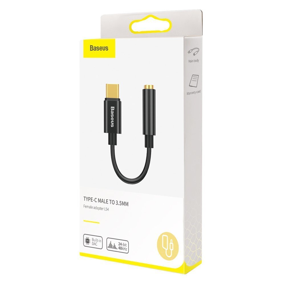 Baseus L54 USB-C to 3.5 mm Female Adapter DAC 24 bit 48 KHz black (CATL54-01) цена и информация | Savienotājkabeļi | 220.lv