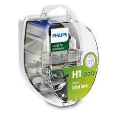 PHILIPS autospuldze H1 12V 55W ECO VISION (energy saver), 2 gab. blisteris cena un informācija | Auto spuldzes | 220.lv