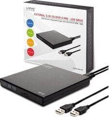 Savio Slim USB ārējais kompaktdisku lasītājs / DVD-R / RW cena un informācija | Optiskie diskdziņi | 220.lv