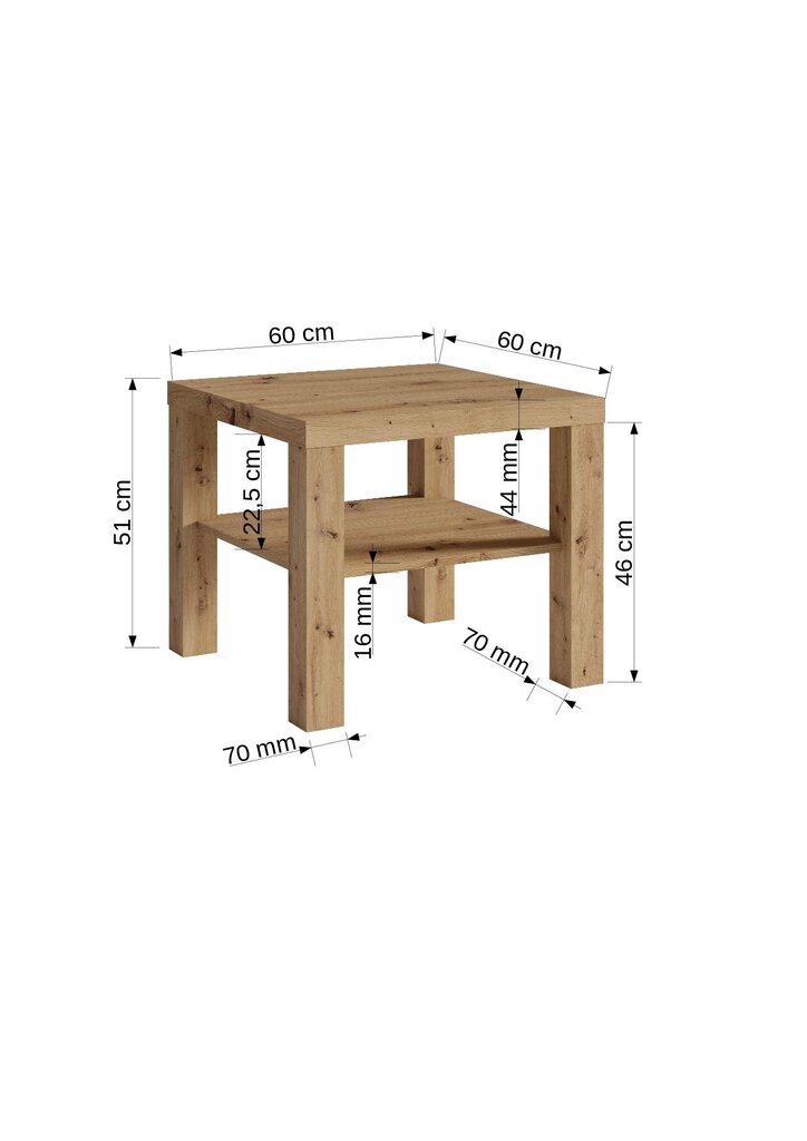 Kafijas galdiņš ADRK Furniture Bill, ozola krāsas cena un informācija | Žurnālgaldiņi | 220.lv