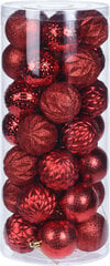 Ziemassvētku eglīšu rotaļlietu komplekts Red, plastmasas, 6 cm, 35 gab. cena un informācija | Eglīšu rotājumi | 220.lv