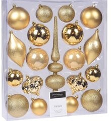 Ziemassvētku eglīšu rotaļlietu komplekts Gold, polipropilēns, 19 gab. cena un informācija | Eglīšu rotājumi | 220.lv