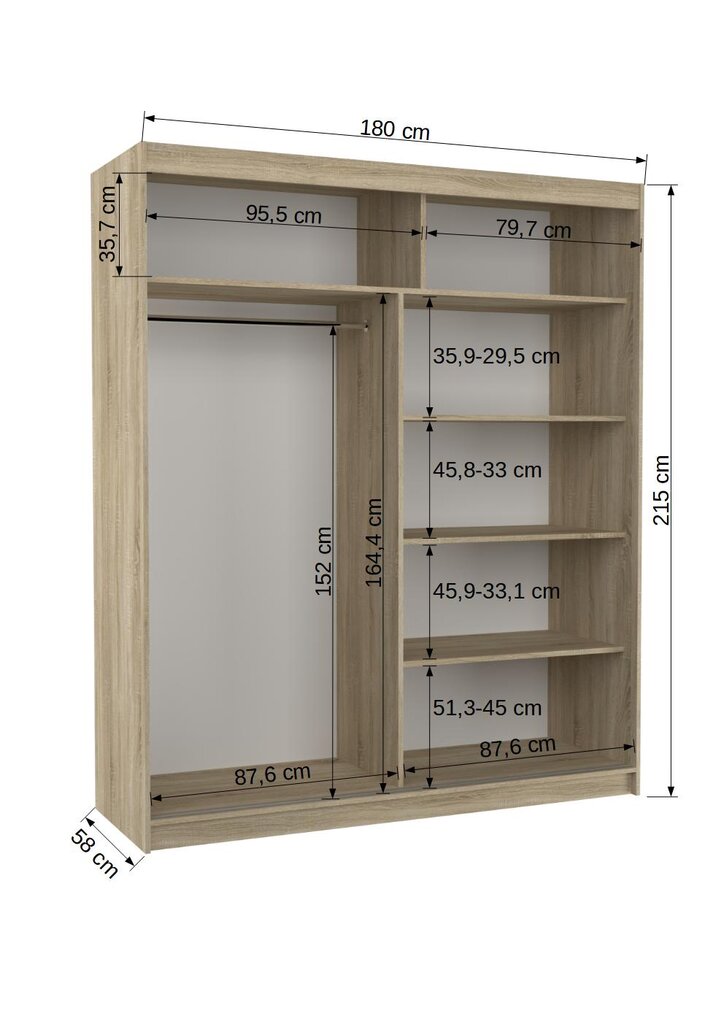 Skapis ADRK Furniture Spectra, ozola krāsas/balts cena un informācija | Skapji | 220.lv