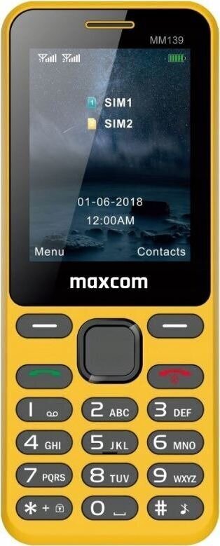 Maxcom MM139, Dual SIM, Yellow цена и информация | Mobilie telefoni | 220.lv