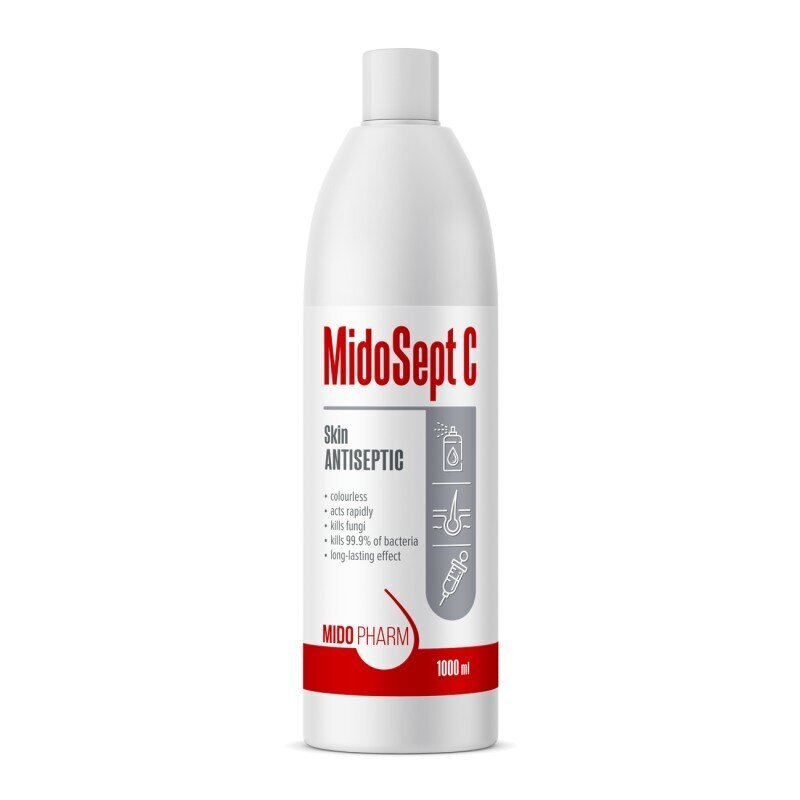 MidoPharm ādas antiseptiskais līdzeklis MidoSept C, 1000ml cena un informācija | Pirmā palīdzība | 220.lv