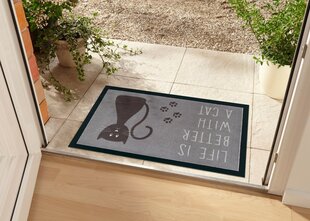 Дверной коврик Life is better with a cat 45x75 см цена и информация | Придверные коврики | 220.lv