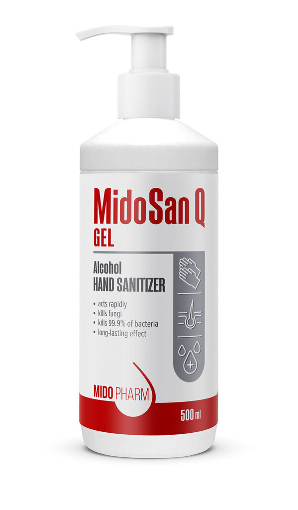MidoPharm roku dezinfekcijas gēls MidoSan Q GEL, 500ml cena un informācija | Pirmā palīdzība | 220.lv