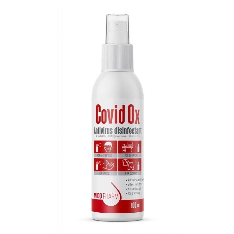 MidoPharm pretvīrusu dezinfekcijas līdzeklis CovidOx, 100ml цена и информация | Pirmā palīdzība | 220.lv