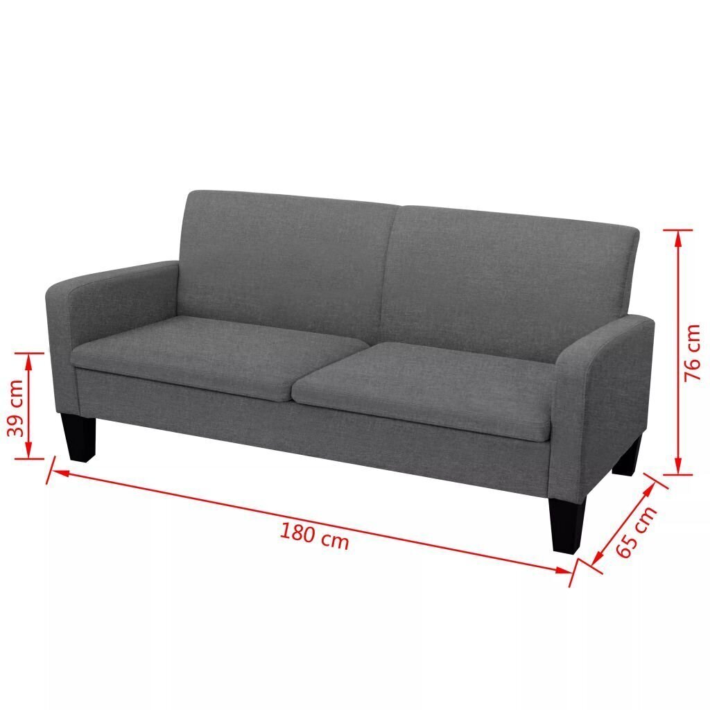 Divvietīgs dīvāns, 180x65x76, tumši pelēks cena un informācija | Dīvāni | 220.lv