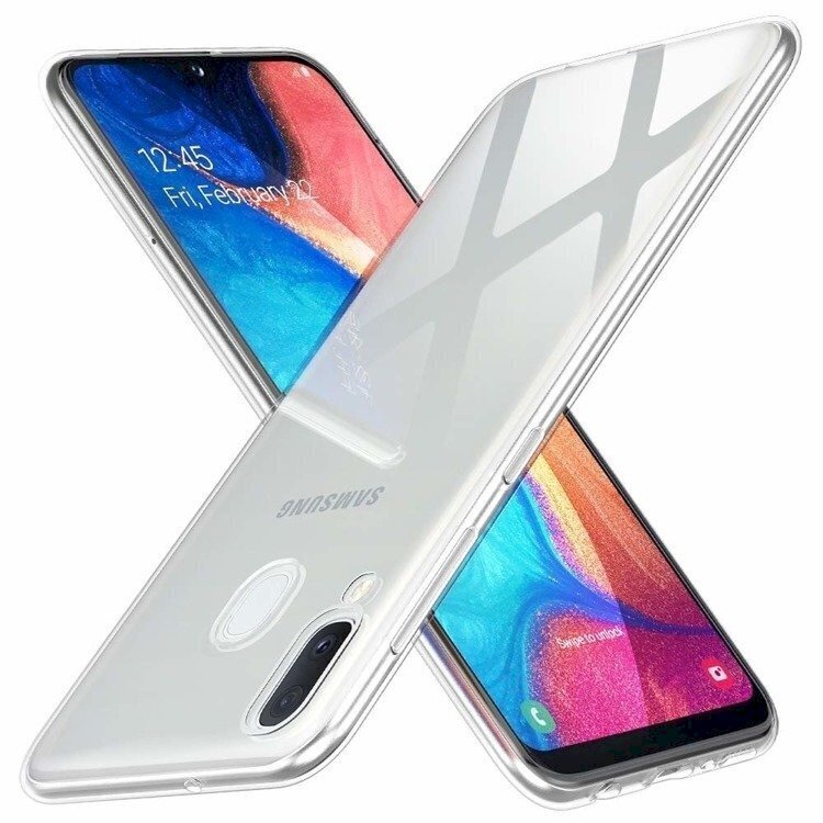 Fusion Ultra Back Case 0.3 mm Izturīgs Silikona Aizsargapvalks Priekš Samsung A202 Galaxy A20e Caurspīdīgs cena un informācija | Telefonu vāciņi, maciņi | 220.lv
