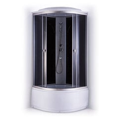 Slēgtā dušas kabīne GOTLAND PAULA 80x80x215cm, dziļais paliktnis (45cm), priekšējie stikli peleki, aizmugure melna cena un informācija | Dušas kabīnes | 220.lv