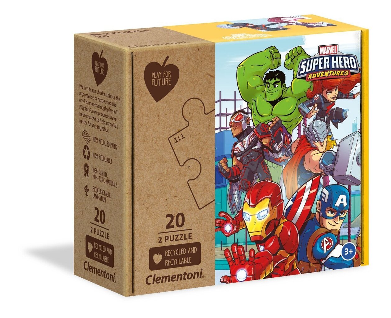 Puzle komplekts Clementoni Marvel Super Hero, 2 x 20 d. цена и информация | Puzles, 3D puzles | 220.lv