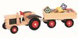 Koka traktors ar piekabi un klucīsiem Bino, 17 gab. cena un informācija | Rotaļlietas zēniem | 220.lv