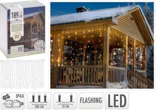 Ziemassvētku virtenes aizkars, 189 LED cena un informācija | Ziemassvētku lampiņas, LED virtenes | 220.lv