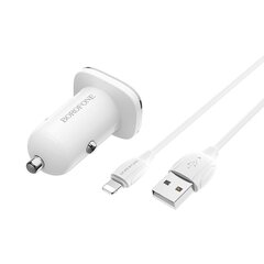 Автомобильная зарядка Borofone BZ12 USB + Type-C (2.4A), белая цена и информация | Зарядные устройства для телефонов | 220.lv