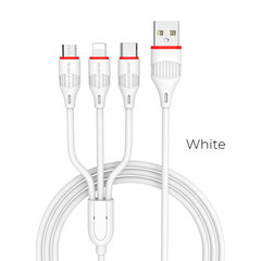 USB kabelis Borofone BX17 3in1 micro USB-Lightning-Type-C balts cena un informācija | Savienotājkabeļi | 220.lv