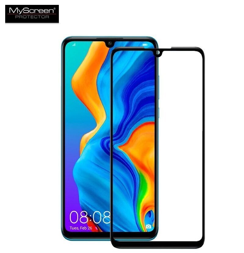 MyScreen Diamond Edge 2.5D FULL GLUE 0.33mm Stikls priekš Huawei P30 Pilna izmēra ar Melnu rāmi cena un informācija | Telefonu vāciņi, maciņi | 220.lv