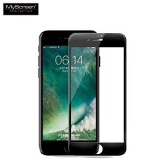 MyScreen Diamond Edge 2.5D FULL GLUE 0.33mm Stikls priekš Apple iPhone 7 / iPhone 8 Pilna izmēra ar Melnu rāmi cena un informācija | Ekrāna aizsargstikli | 220.lv
