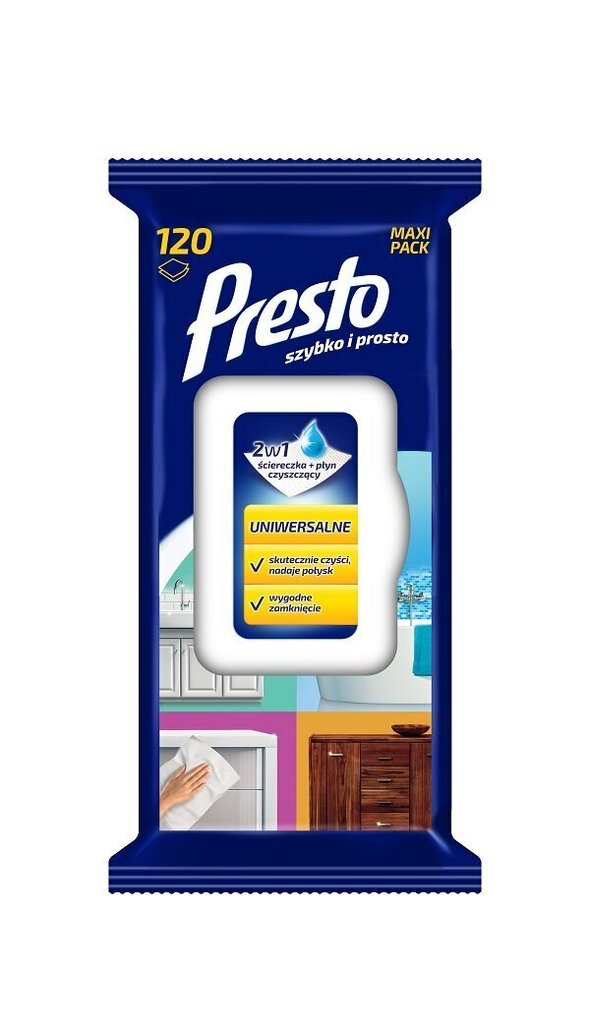 Mitrās salvetes Presto Maxi Pack 120 gab. цена и информация | Tīrīšanas līdzekļi | 220.lv