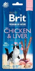 Brit Premium By Nature gardums ar vistu un aknām kaķiem 3 gab. cena un informācija | Gardumi kaķiem | 220.lv