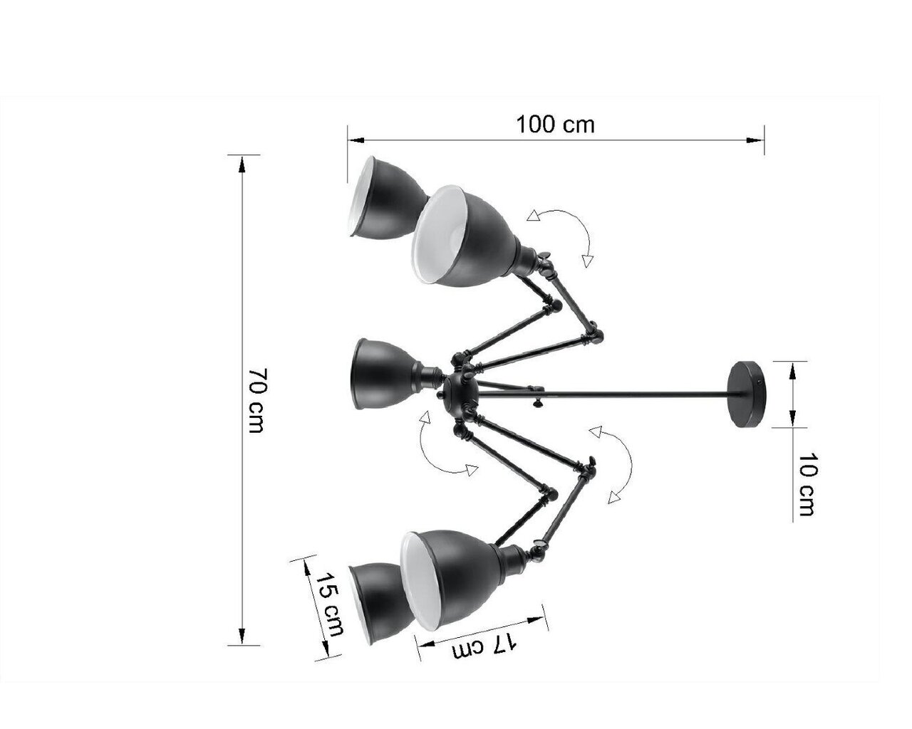 Sollux piekarināmā lampa Stark Shade 5 Black cena un informācija | Piekaramās lampas | 220.lv