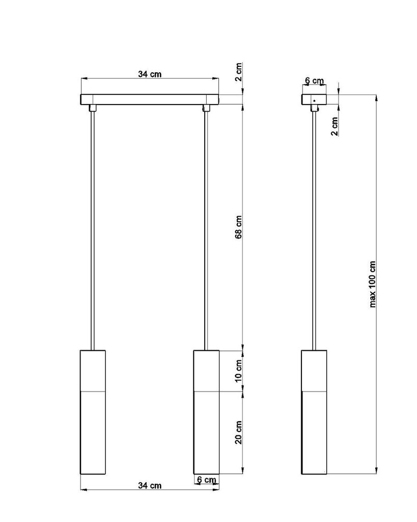 Sollux piekaramā lampa Pablo 2 Black цена и информация | Piekaramās lampas | 220.lv