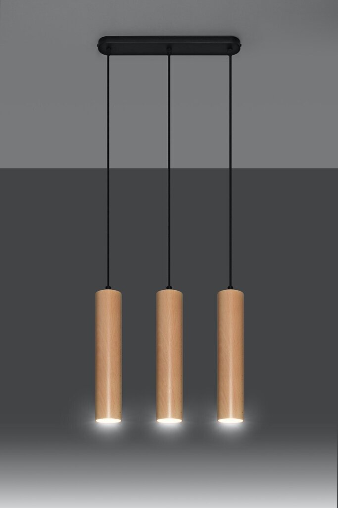 Sollux piekaramā lampa Lino 3 Wood cena un informācija | Lustras | 220.lv