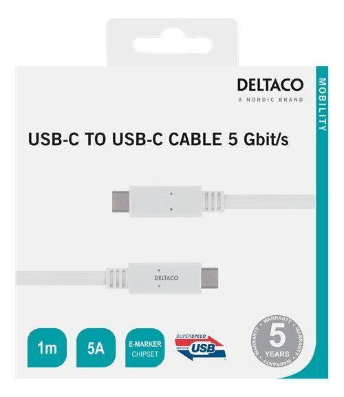 Deltaco USBC-1502M, USB-C, 1m цена и информация | Kabeļi un vadi | 220.lv