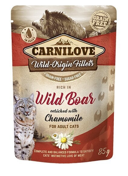 Carnilove Wild Boar Chamomile 85g Kaķiem цена и информация | Konservi kaķiem | 220.lv