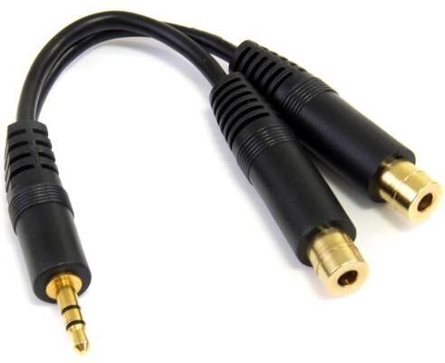 Audio ligzdas (3.5 mm) Sadalītājkabelis Startech MUY1MFF Melns 0,15 m cena un informācija | Kabeļi un vadi | 220.lv