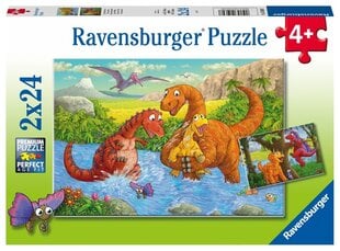 Puzles komplekts Ravensburger Dinozauri, 2 x 24 d. cena un informācija | Puzles, 3D puzles | 220.lv