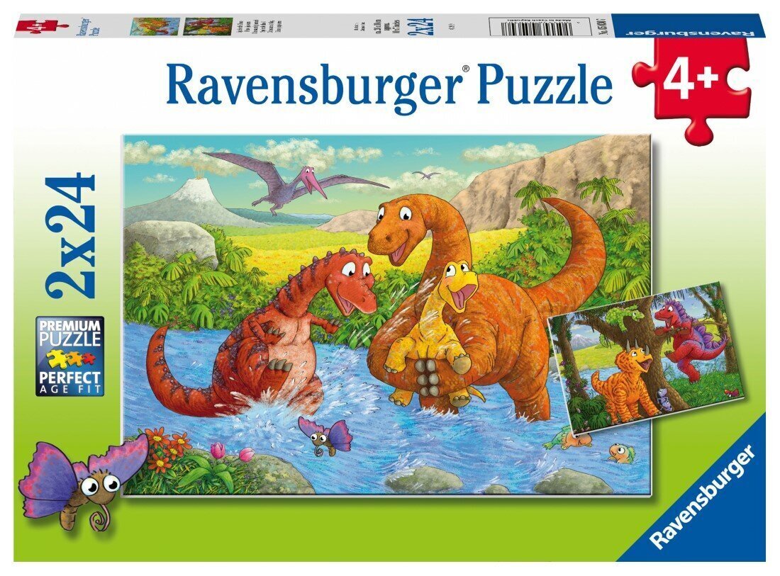 Puzles komplekts Ravensburger Dinozauri, 2 x 24 d. cena un informācija | Puzles, 3D puzles | 220.lv