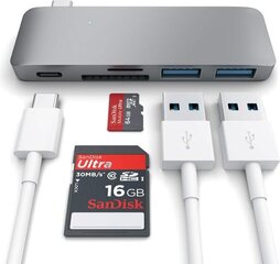 Satechi USB-C Pass Through USB Hub, 3 in 1 sadalītājs. Savietojams ar jaunajiem MacBook, kas ļauj uzlādēt, pelēks цена и информация | Адаптеры и USB разветвители | 220.lv