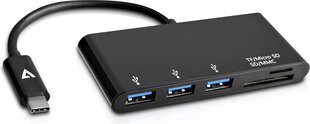 USB Centrmezgls V7 V7UC3U-HUB-BLK-1E cena un informācija | Adapteri un USB centrmezgli | 220.lv