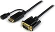 HDMI Kabelis Startech HD2VGAMM3 0,9 m Micro USB VGA cena un informācija | Kabeļi un vadi | 220.lv