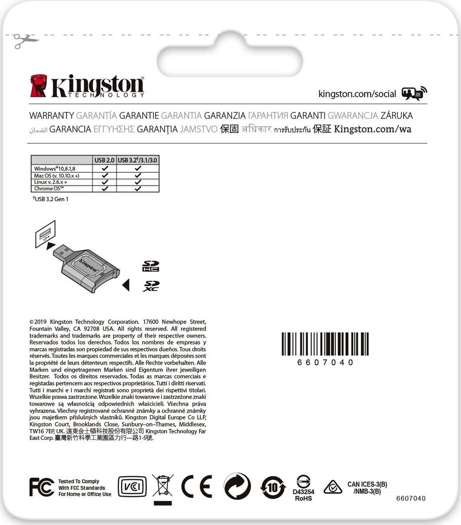 Karšu lasītājs Kingston MLP Melns SD cena un informācija | Adapteri un USB centrmezgli | 220.lv