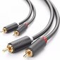 Ugreen AV104 kabelis no 2RCA uz 2RCA, 1 m, melns cena un informācija | Kabeļi un vadi | 220.lv
