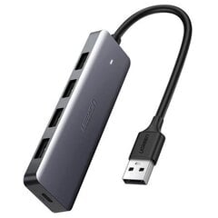 Centrmezgls Ugreen CM219 USB 4x USB 3.0 + micro USB, pelēks цена и информация | Адаптеры и USB разветвители | 220.lv