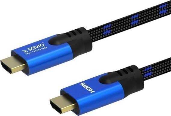 SAVIO HDMI (M) v2.1, 3m Zils cena un informācija | Kabeļi un vadi | 220.lv