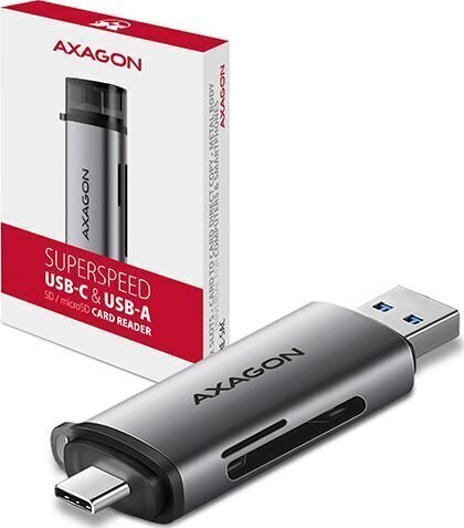 AXAGON CRE-SAC External USB 3.2 Gen1 Type-C+Type-A 2-slot SD/microSD cena un informācija | Adapteri un USB centrmezgli | 220.lv