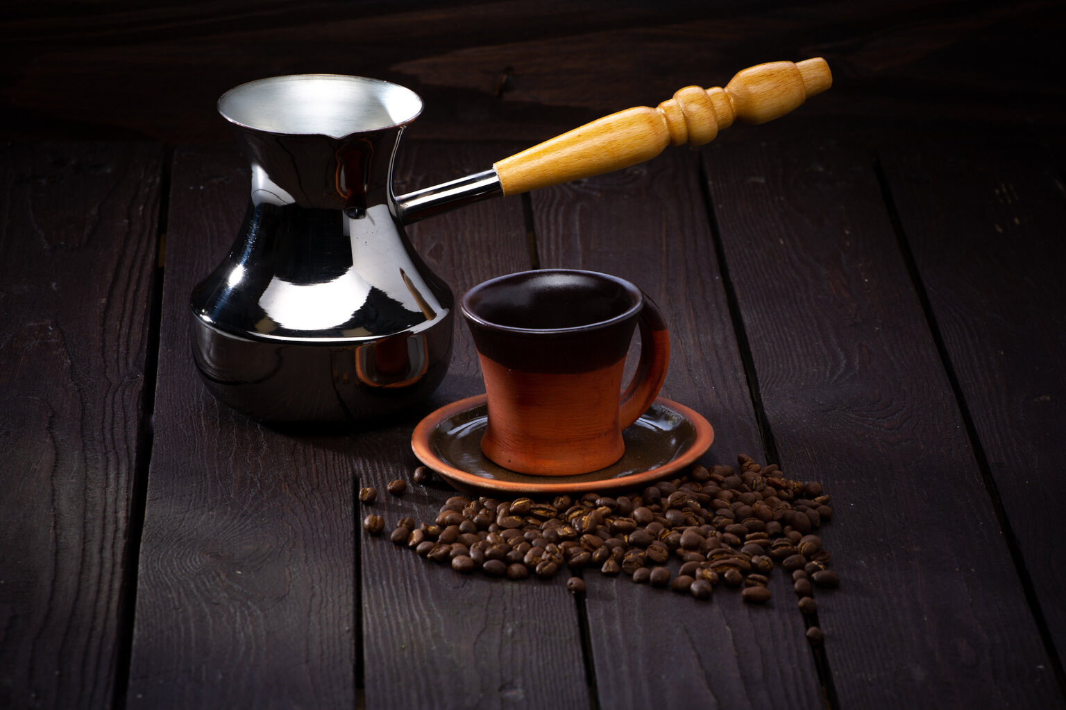 Vara kafijas turka katliņš turku kafijai cezva ibrik kafijas kanniņa "Sapnis" ar koka rokturi, tilpums 480 ml cena un informācija | Kafijas kannas, tējkannas | 220.lv