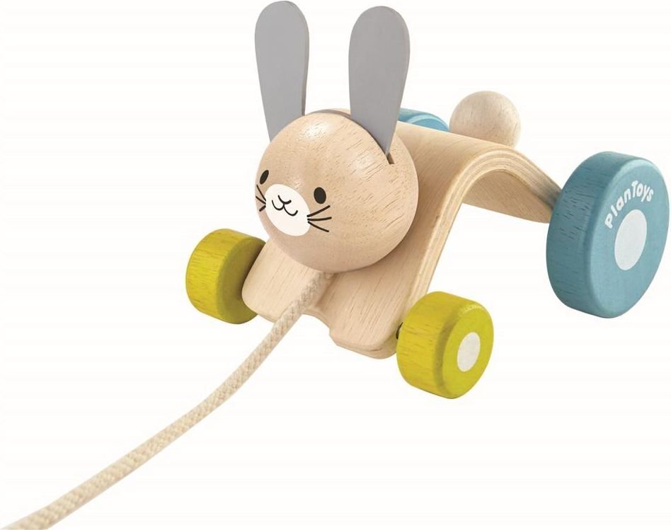 Velkamā rotaļlieta PlanToys Hopping Rabbit cena un informācija | Rotaļlietas zīdaiņiem | 220.lv