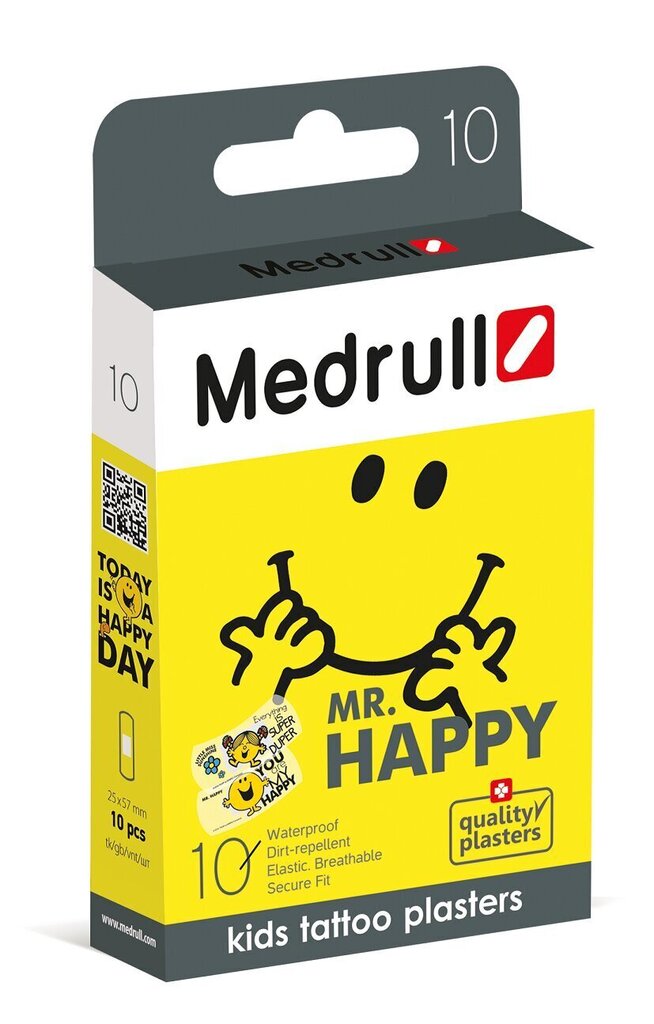 Plāksteri Medrull "Mr.Happy" N10 cena un informācija | Pirmā palīdzība | 220.lv